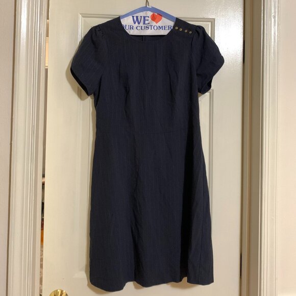 LOFT Navy Pinstripe Sleeve Dress Size 8 EUC - Picture 4 of 6